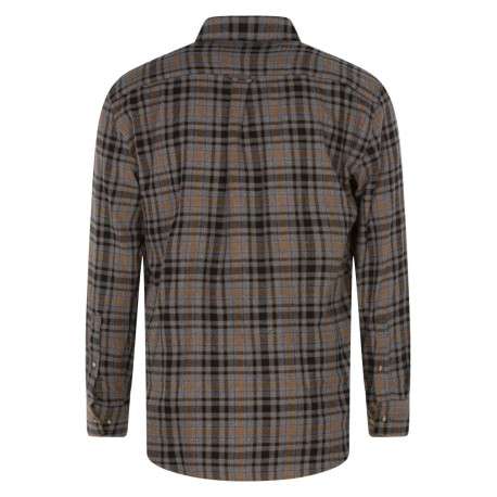 Chemise flanelle grise en coton à carreaux avec coupe droite et col boutonné - Image 2