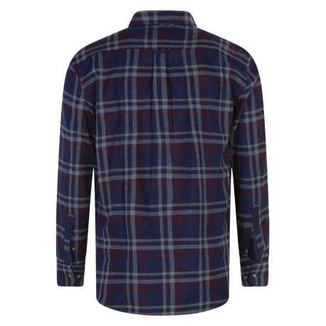 Chemise à manches longues en coton bleue marine à carreaux avec un col américain - Image 2