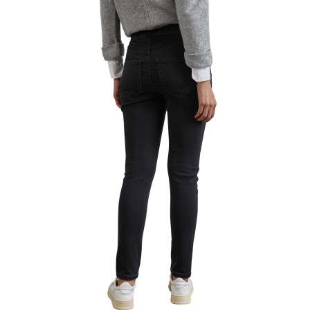 Jean anthracite uni à coupe slim et taille élastiquées avec fausses poches - Image 2