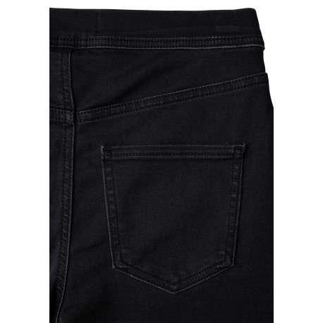 Jean anthracite uni à coupe slim et taille élastiquées avec fausses poches - Image 3