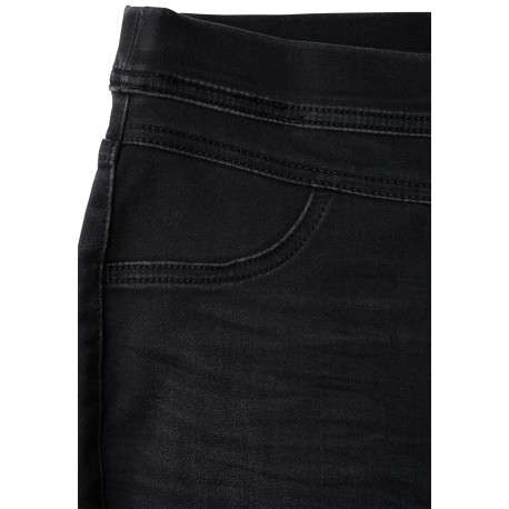 Jean anthracite uni à coupe slim et taille élastiquées avec fausses poches - Image 4