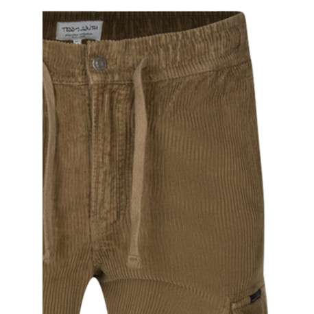 Pantalon en coton tabac uni avec une taille élastiquée et une coupe droite - Image 3