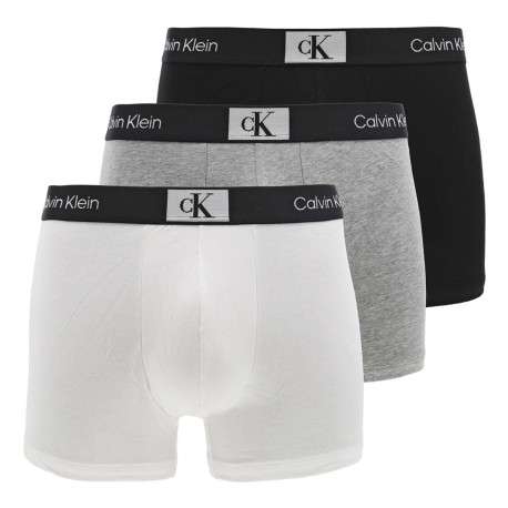 Lot de 3 boxers en coton blancs, gris et noirs avec logo blanc et coupe ajustée