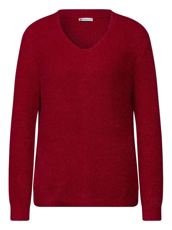 Pull rouge uni à coupe...