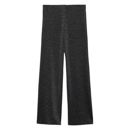 Legging anthracite en lurex avec une coupe droite et ample et taille élastiquée