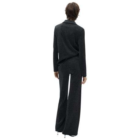 Legging anthracite en lurex avec une coupe droite et ample et taille élastiquée - Image 2