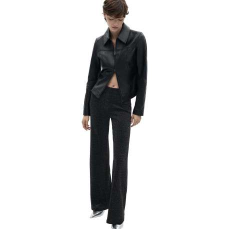 Legging anthracite en lurex avec une coupe droite et ample et taille élastiquée - Image 4