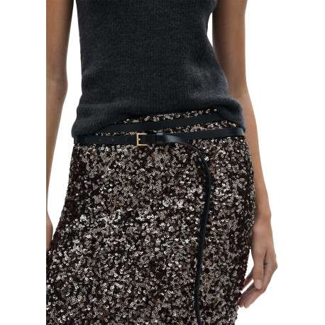 Jupe longue anthracite avec sequins all-over à coupe droite et zip - Image 3