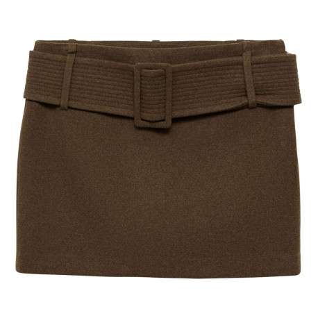 Jupe courte kaki unie à coupe mini-jupe avec ceinture et boucle ton sur ton