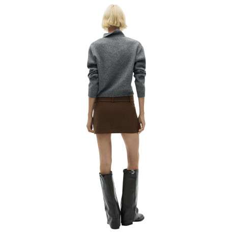Jupe courte kaki unie à coupe mini-jupe avec ceinture et boucle ton sur ton - Image 2