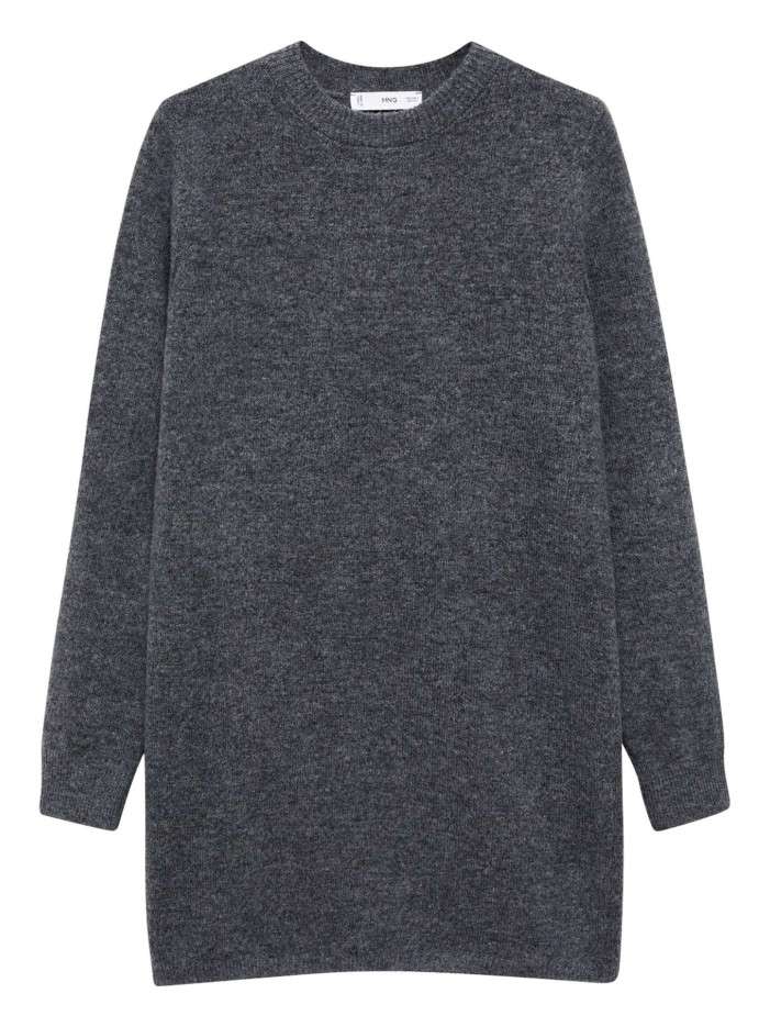 Robe courte grise unie à...