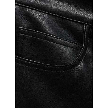 Short Chino noir uni en simili cuir, poches plaquées et passants pour ceinture - Image 3