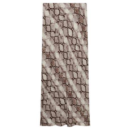 Jupe longue beige à imprimé serpent all-over et à coupe droite