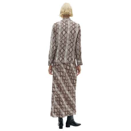 Jupe longue beige à imprimé serpent all-over et à coupe droite - Image 2