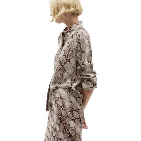 Jupe longue beige à imprimé serpent all-over et à coupe droite - Image 3
