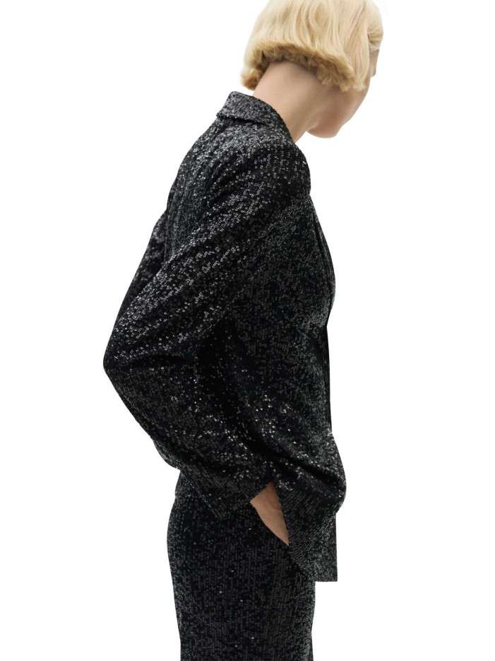 Blazer à Paillettes Ouvert Sur Le Devant Manches Longues CUPSHE - Élégance Festive