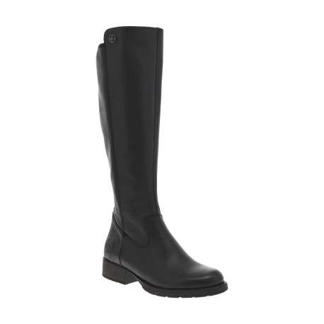 Bottes en cuir noires à talon décroché bas avec un zip côté interne - Image 3