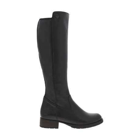 Bottes en cuir noires à talon décroché bas avec un zip côté interne - Image 2