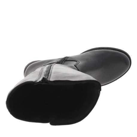 Bottes en cuir noires à talon décroché bas avec un zip côté interne - Image 4