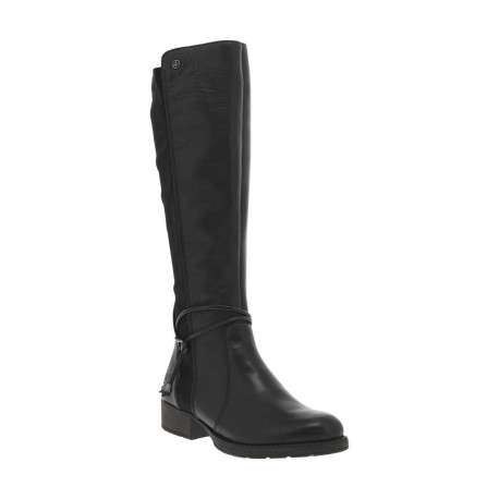 Bottes en cuir noires à talon décroché bas avec un zip côté interne - Image 3
