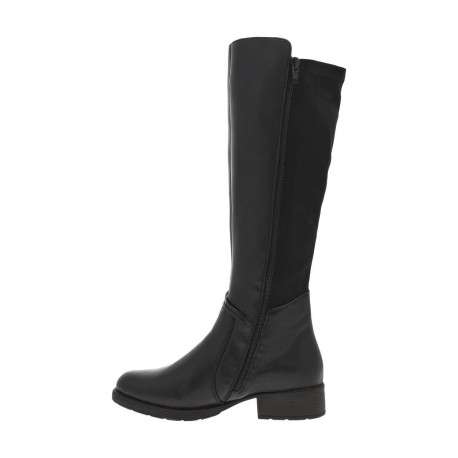 Bottes en cuir noires à talon décroché bas avec un zip côté interne
