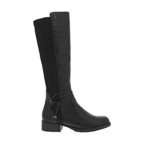 Bottes en cuir noires à talon décroché bas avec un zip côté interne - Image 2