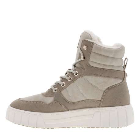 Bottines ivoire doublées, plates à lacets logo de la marque sur le contrefort