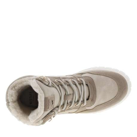 Bottines ivoire doublées, plates à lacets logo de la marque sur le contrefort - Image 4