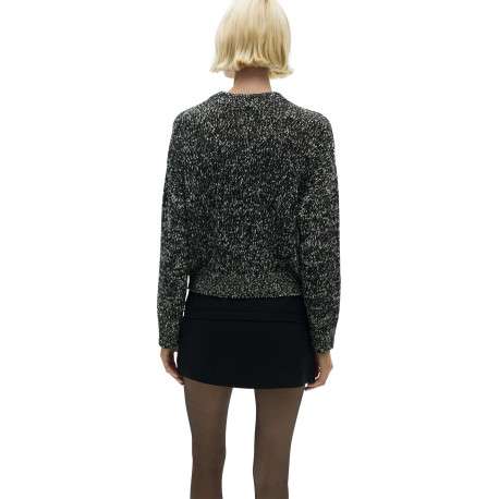 Pull gris chiné à coupe droite, col rond et à manches longues - Image 2