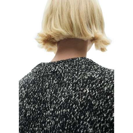 Pull gris chiné à coupe droite, col rond et à manches longues - Image 3