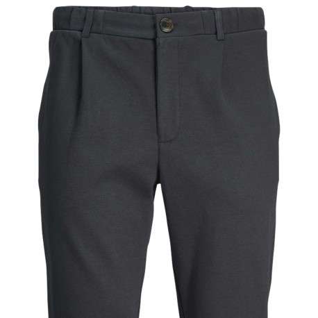 Pantalon chino en coton mélangé bleu marine uni avec une coupe slim - Image 3