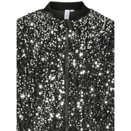 Gilet noir pailleté en sequin avec une coupe droite et un col rond - Image 3
