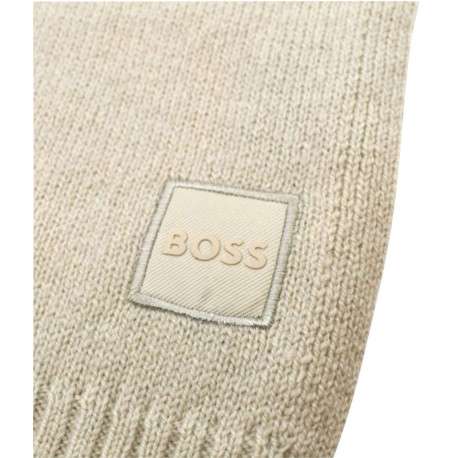 Echarpe beige unie avec étiquette de la marque ton sur ton et bord-côte - Image 2