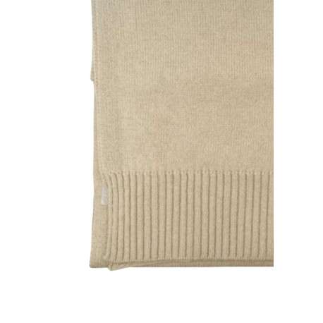 Echarpe beige unie avec étiquette de la marque ton sur ton et bord-côte - Image 3