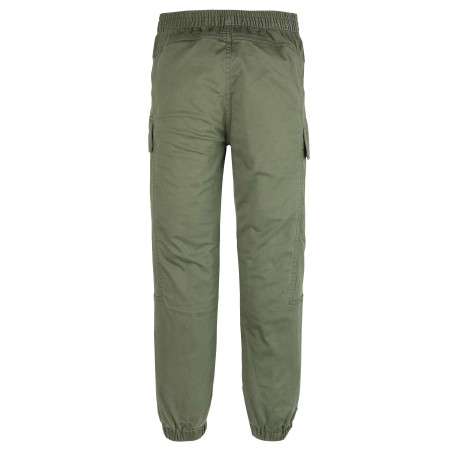 Cargo en coton kaki uni à taille et ourlets élastiqués et avec une coupe slim - Image 2