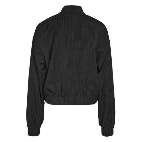 Blouson Bomber noir à coupe droite avec rayures blanches et 2 poches raglan - Image 2
