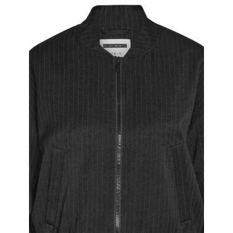 Blouson Bomber noir à coupe droite avec rayures blanches et 2 poches raglan - Image 3