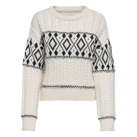 Pull blanc uni avec une coupe droite à col rond et des manches longues
