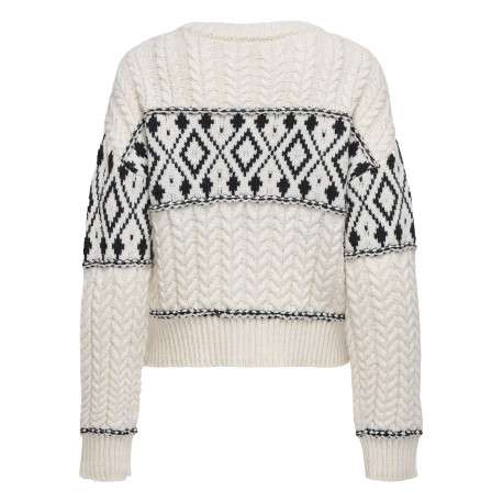 Pull blanc uni avec une coupe droite à col rond et des manches longues - Image 2