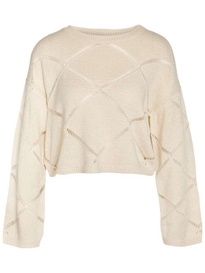 Pull écru uni avec motifs...