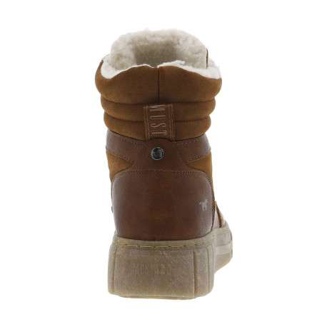 Bottines cognac plates, à lacets et à zip avec intérieur fourré - Image 6