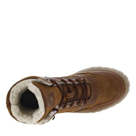 Bottines cognac plates, à lacets et à zip avec intérieur fourré - Image 4