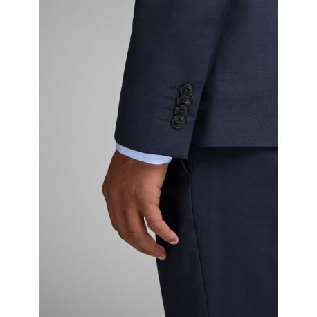 Veste Solaris marine uni à coupe slim, col à revers et à manches longues - Image 4