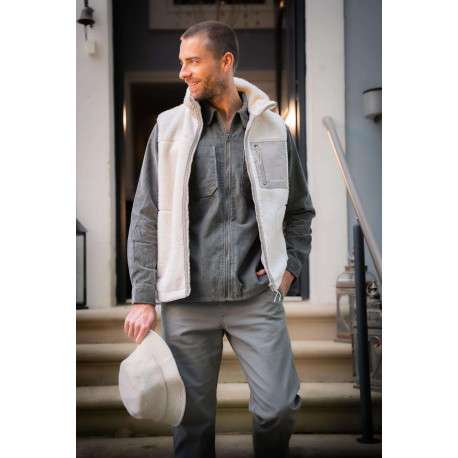 Pantalon en coton anthracite uni avec une coupe Regular Fit et à 5 Poches - Image 4