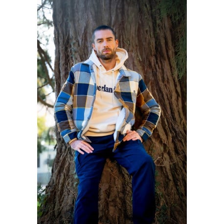 Pantalon cargo en coton marine uni avec un patch d'authenticité - Image 10