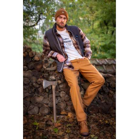 Chemise marron à carreaux à coupe droite et à manches longues - Image 7