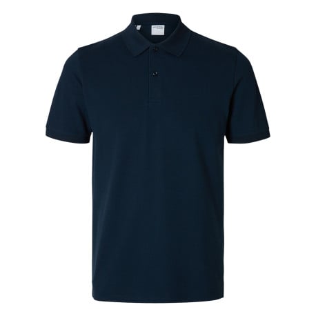 Polo Atlas en coton marine uni droit à col polo avec surpiqûres ton sur ton