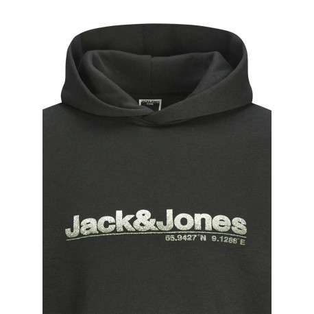 Sweat à capuche noir uni à coupe droite avec nom de la marque à la poitrine - Image 2