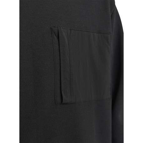 Sweat noir uni à coupe droite et à col rond avec une poche zippée à la poitrine - Image 2