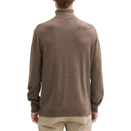 Pull en coton marron uni avec une coupe droite et un col roulé - Image 2